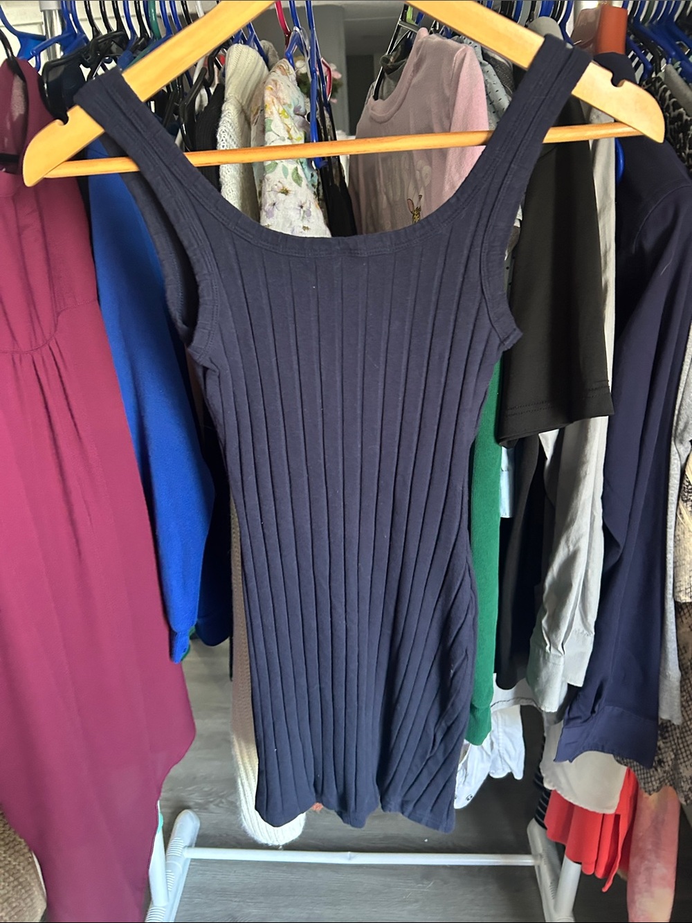 SHEIN Navy Ribbed Tank Dress